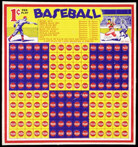 1930s Baseball Punch Board